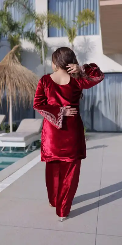 KA 1221 Red Ice Velvet Embroidery Zari Work Salwar Suit Embroidery Work & Zari Work Salwar Suit . Grab it for ₹3049. Delivery 4-6 Working Days. Shop now. | Casual Suits, Jump Suits, Tops & Bottoms, Track Suits, Trendy Wear, Creative suits, Designer Suits, Palazzo Suits, Party Wear Suits, Patiala Suits, Salwar suit, Straight Suits
