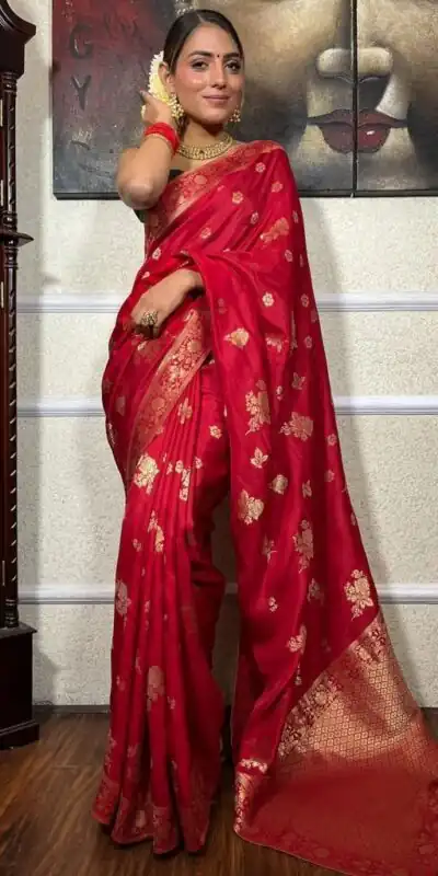 KPR 226 Red Soft Lichi Silk Saree Perfect for Wedding, Party, Raksha Bandhan, Sangeet, Eid – . Get it for ₹1399. Delivery 4-6 Working Days. | Creative Sarees, Bollywood Sarees, Designer Sarees, Embroidered Sarees, Ethnic Saree, Modern Digital sarees, Party Wear Sarees, Sarees