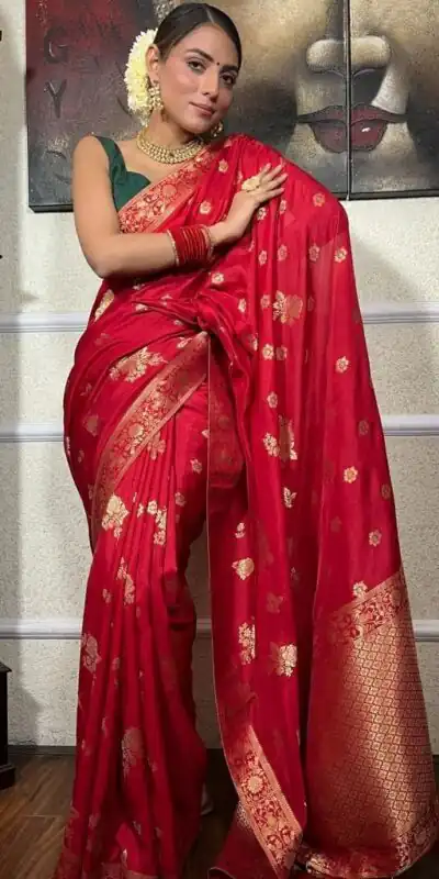 KPR 226 Red Soft Lichi Silk Saree Perfect for Wedding, Party, Raksha Bandhan, Sangeet, Eid – . Get it for ₹1399. Delivery 4-6 Working Days. | Creative Sarees, Bollywood Sarees, Designer Sarees, Embroidered Sarees, Ethnic Saree, Modern Digital sarees, Party Wear Sarees, Sarees