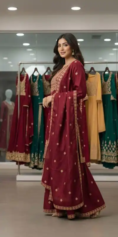 LG 2056 Red Organza Salwar Suit with Embroidery Work. Wedding, Party, Festive, Events Festive Deal ₹2099. Delivery 4-6 Working Days. Shop now. | Casual Suits, Jump Suits, Creative suits, Designer Suits, Palazzo Suits, Party Wear Suits, Patiala Suits, Salwar suit, Straight Suits