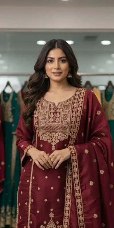 LG 2056 Red Organza Salwar Suit with Embroidery Work. Wedding, Party, Festive, Events Festive Deal ₹2099. Delivery 4-6 Working Days. Shop now. | Casual Suits, Jump Suits, Creative suits, Designer Suits, Palazzo Suits, Party Wear Suits, Patiala Suits, Salwar suit, Straight Suits