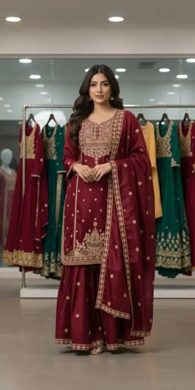 LG 2056 Red Organza Salwar Suit with Embroidery Work. Wedding, Party, Festive, Events Festive Deal ₹2099. Delivery 4-6 Working Days. Shop now. | Casual Suits, Jump Suits, Creative suits, Designer Suits, Palazzo Suits, Party Wear Suits, Patiala Suits, Salwar suit, Straight Suits