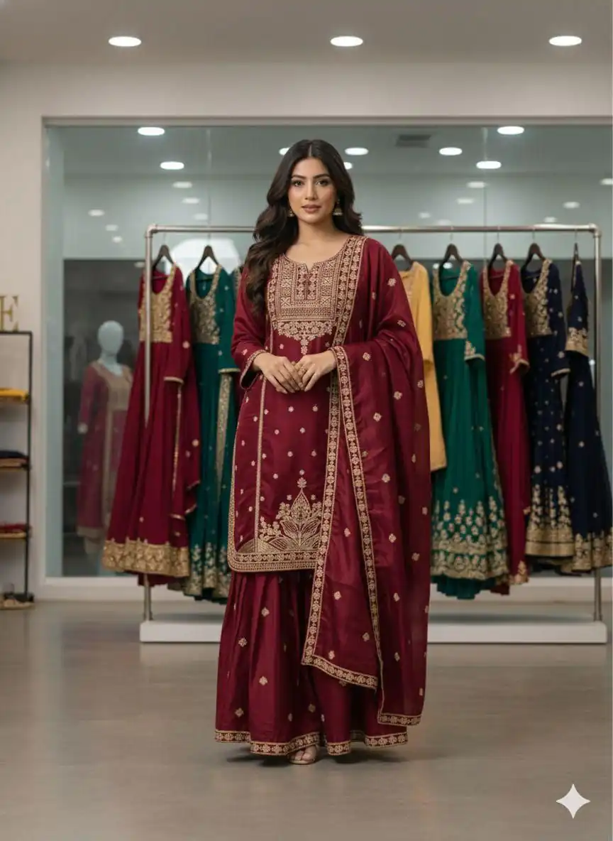 LG 2056 Red Organza Salwar Suit with Embroidery Work. Wedding, Party, Festive, Events Festive Deal ₹2099. Delivery 4-6 Working Days. Shop now. | Casual Suits, Jump Suits, Creative suits, Designer Suits, Palazzo Suits, Party Wear Suits, Patiala Suits, Salwar suit, Straight Suits