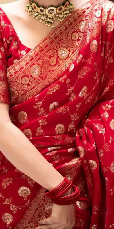 KPR 208 Red in Color Soft Lichi Silk Designer Work Saree . Wedding, Party, Festive, Available at ₹1399 only. Delivery 4-6 Working Days. Shop now. | Creative Sarees, Bollywood Sarees, Designer Sarees, Embroidered Sarees, Ethnic Saree, Modern Digital sarees, Party Wear Sarees, Sarees