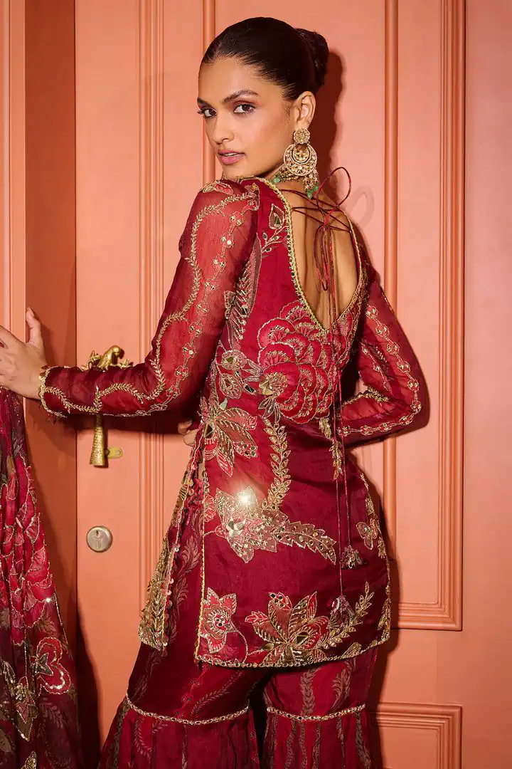 BD 1826 Red Tabby Silk Salwar Suit with Mirror Work & Sequins Work. Available at ₹2449 only. Delivery 4-6 Working Days. Shop now. | Casual Suits, Jump Suits, Creative suits, Designer Suits, Palazzo Suits, Party Wear Suits, Patiala Suits, Salwar suit, Straight Suits