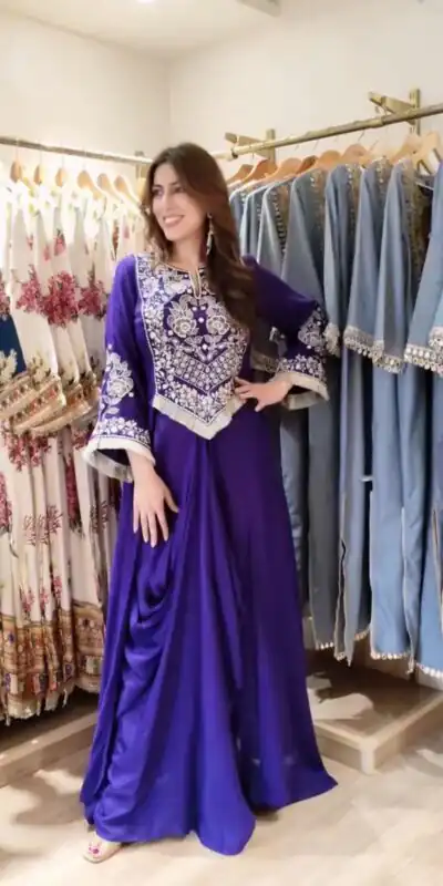 BE 441 Royal Purple Color French Crape Dhoti Suit with Embroidery Work. Get it for ₹1749. Delivery 4-6 Working Days. Shop now. | Casual Suits, Jump Suits, Creative suits, Designer Suits, Palazzo Suits, Party Wear Suits, Patiala Suits, Salwar suit, Straight Suits
