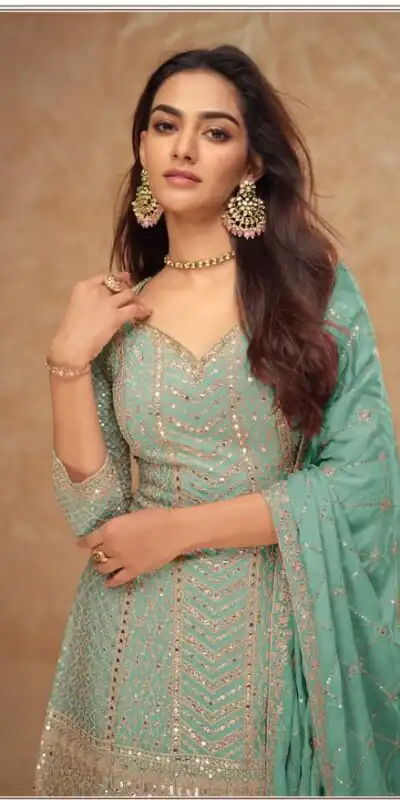 FC 7518 Sea Green Chinon Salwar Suit Perfect for Wedding, Party, Diwali, Durga Puja, Temple Visit – . Festive Deal ₹3099. Delivery 4-6 Working Days. | Casual Suits, Jump Suits, Tops & Bottoms, Track Suits, Trendy Wear, Creative suits, Designer Suits, Palazzo Suits, Party Wear Suits, Patiala Suits, Salwar suit, Straight Suits