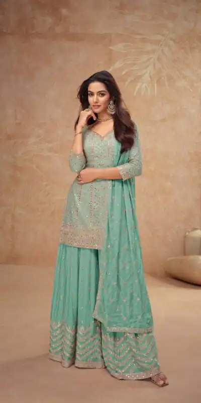 FC 7518 Sea Green Chinon Salwar Suit Perfect for Wedding, Party, Diwali, Durga Puja, Temple Visit – . Festive Deal ₹3099. Delivery 4-6 Working Days. | Casual Suits, Jump Suits, Tops & Bottoms, Track Suits, Trendy Wear, Creative suits, Designer Suits, Palazzo Suits, Party Wear Suits, Patiala Suits, Salwar suit, Straight Suits