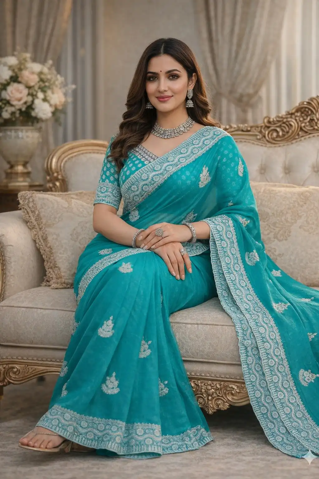 JR 654 Sky Blue Color Soft Gold Crush Saree with Embroidery Work. Affordable Price ₹2049. Delivery 4-6 Working Days. Shop now. | Creative Sarees, Bollywood Sarees, Designer Sarees, Embroidered Sarees, Ethnic Saree, Modern Digital sarees, Party Wear Sarees, Sarees