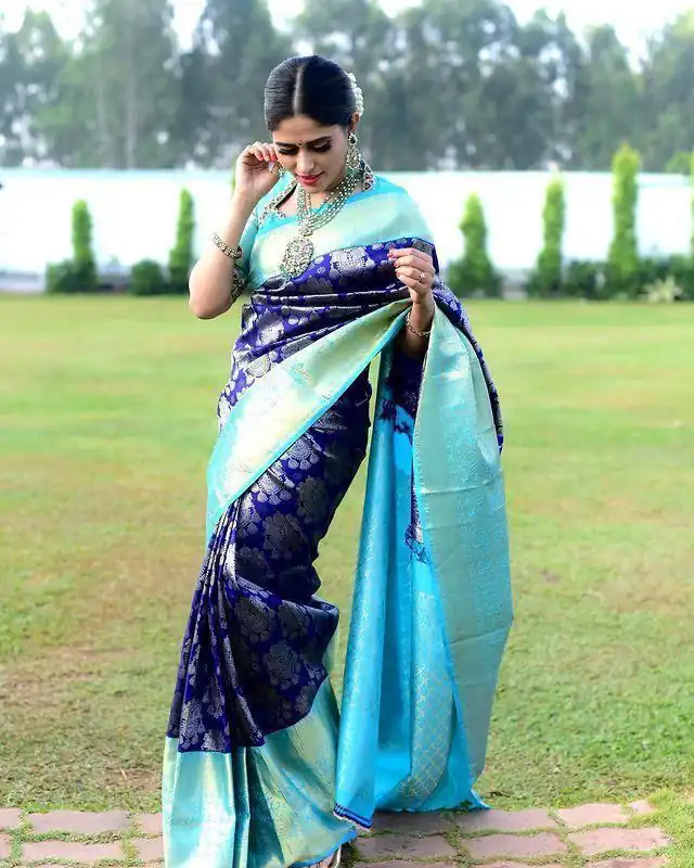 LKP 1071 Sky Blue in Soft Lichi Silk ace Border & Lace Work Saree . Exclusive Offer ₹1449. Delivery 4-6 Working Days. Shop now. | Creative Sarees, Bollywood Sarees, Designer Sarees, Embroidered Sarees, Ethnic Saree, Modern Digital sarees, Party Wear Sarees, Sarees