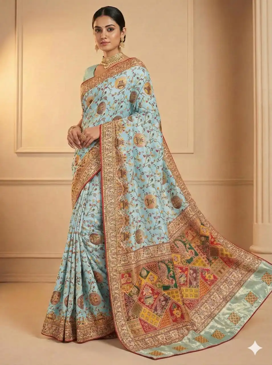 MS 547 Sky Blue with Lace Work & Zari Work. Soft Pashmina Saree Exclusive Offer ₹2999. Delivery 4-6 Working Days. Shop now. | Creative Sarees, Bollywood Sarees, Designer Sarees, Embroidered Sarees, Ethnic Saree, Modern Digital sarees, Party Wear Sarees, Sarees