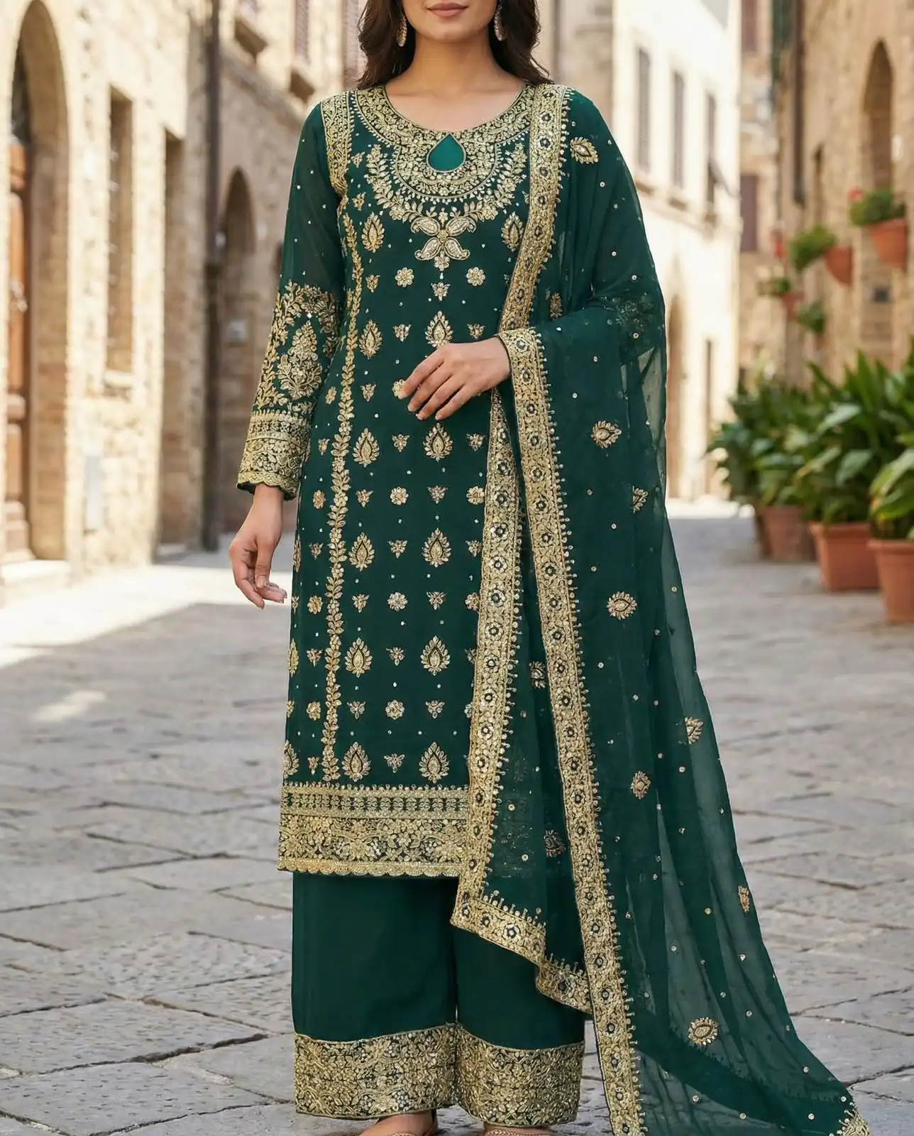 SRK 5231 Teal Color Pure Chinnon Silk With Embroidery Sequence Work Salwar Suit Casual, Wedding, Party, Festive, Events Etc.4-6 Working Days@ 2699/-only | Casual Suits, Jump Suits, Creative suits, Designer Suits, Palazzo Suits, Party Wear Suits, Patiala Suits, Salwar suit, Straight Suits