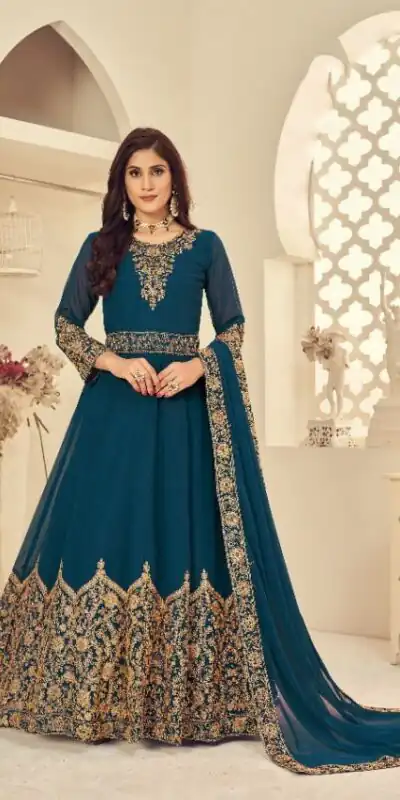 DS 1121 Tea Georgette Salwar Suit with Stone Work. Get it for ₹1999. Wedding, Party, Festive, Events, Delivery 4-6 Working Days. Shop now. | Casual Suits, Jump Suits, Tops & Bottoms, Track Suits, Trendy Wear, Creative suits, Designer Suits, Palazzo Suits, Party Wear Suits, Patiala Suits, Salwar suit, Straight Suits