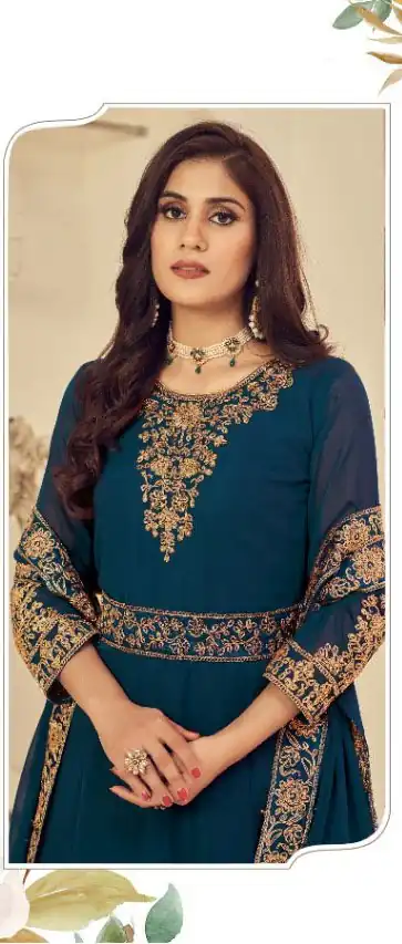 DS 1121 Tea Georgette Salwar Suit with Stone Work. Get it for ₹1999. Wedding, Party, Festive, Events, Delivery 4-6 Working Days. Shop now. | Casual Suits, Jump Suits, Tops & Bottoms, Track Suits, Trendy Wear, Creative suits, Designer Suits, Palazzo Suits, Party Wear Suits, Patiala Suits, Salwar suit, Straight Suits