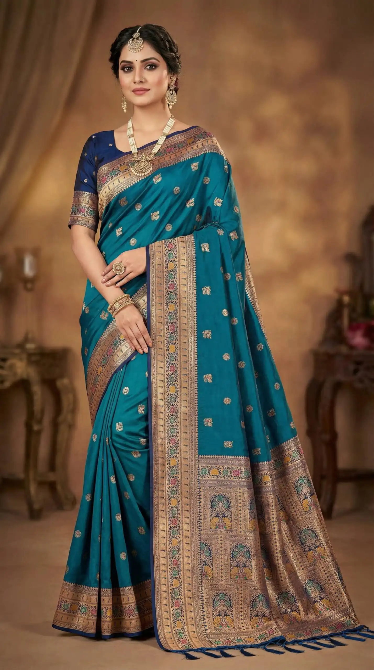 MB 18 Teal in Color Meenakari Zari Work & Lace Work Saree work. Exclusive Offer ₹2399. Delivery 4-6 Working Days. Shop now. | Creative Sarees, Bollywood Sarees, Designer Sarees, Embroidered Sarees, Ethnic Saree, Modern Digital sarees, Party Wear Sarees, Sarees