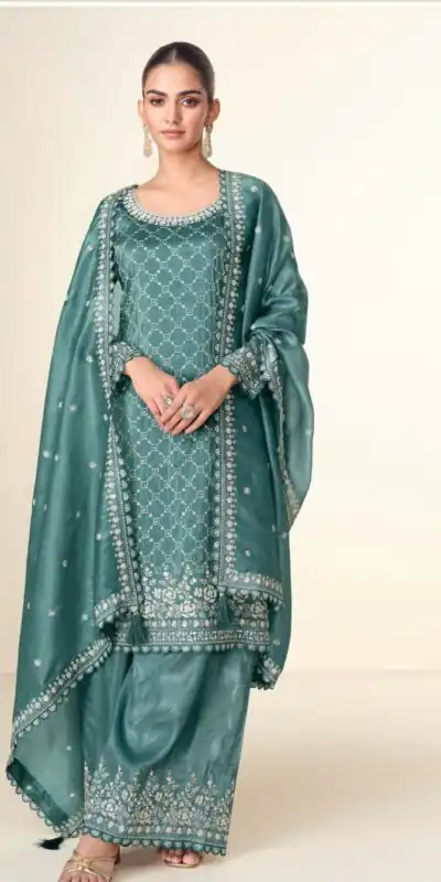 FC ISHITAA Teal Color in Tissue Crush Embroidery Work Salwar Suit . Festive Deal ₹3299. Delivery 4-6 Working Days. Shop now. | Casual Suits, Jump Suits, Tops & Bottoms, Track Suits, Trendy Wear, Creative suits, Designer Suits, Palazzo Suits, Party Wear Suits, Patiala Suits, Salwar suit, Straight Suits