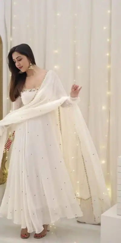 SRK 5271 White Faux Georgette Salwar Suit Perfect for Wedding, Party, Lohri, Temple Visit, Durga Puja – . Grab it for ₹1749. Delivery 4-6 Working Days | Casual Suits, Jump Suits, Creative suits, Designer Suits, Palazzo Suits, Party Wear Suits, Patiala Suits, Salwar suit, Straight Suits