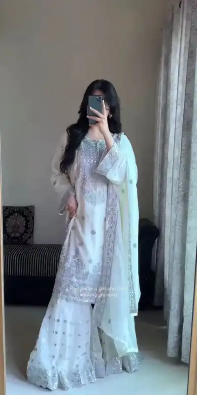 KD 1561 White Faux Georgette Salwar Suit Perfect for Wedding, Party, Holi, Haldi, Sangeet – . Best Price ₹2399. Delivery 4-6 Working Days. Shop now. | Casual Suits, Jump Suits, Creative suits, Designer Suits, Palazzo Suits, Party Wear Suits, Patiala Suits, Salwar suit, Straight Suits