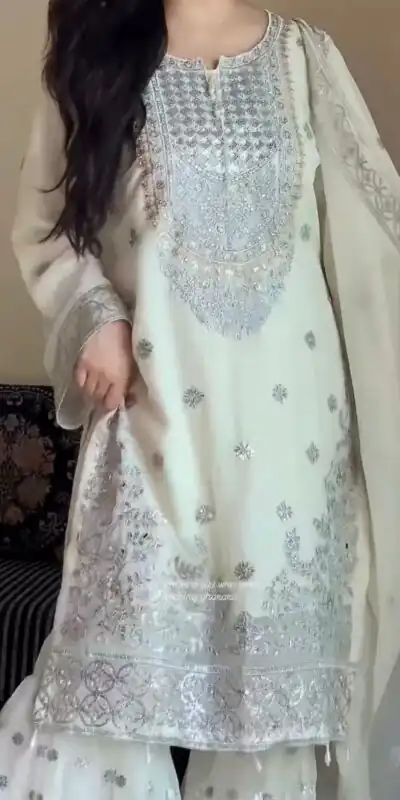 KD 1561 White Faux Georgette Salwar Suit Perfect for Wedding, Party, Holi, Haldi, Sangeet – . Best Price ₹2399. Delivery 4-6 Working Days. Shop now. | Casual Suits, Jump Suits, Creative suits, Designer Suits, Palazzo Suits, Party Wear Suits, Patiala Suits, Salwar suit, Straight Suits