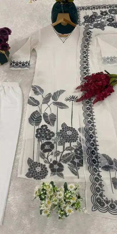 DC 101 White Georgette Salwar Suit Perfect for Wedding, Party, Traditional Day, Durga Puja, Reception – . Now at just ₹1649. Delivery 4-6 Working D | Casual Suits, Jump Suits, Creative suits, Designer Suits, Palazzo Suits, Party Wear Suits, Patiala Suits, Salwar suit, Straight Suits