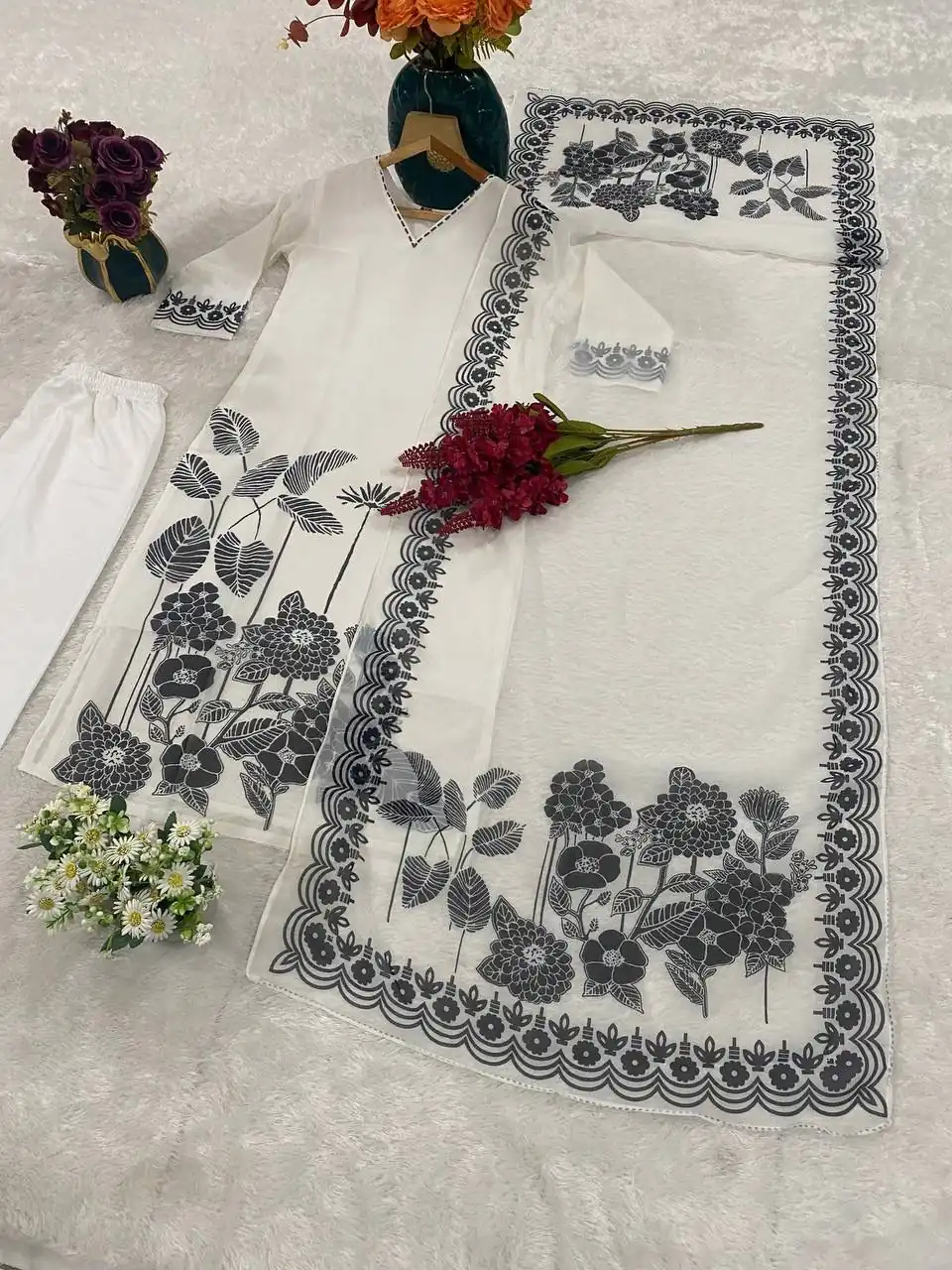 DC 101 White Georgette Salwar Suit Perfect for Wedding, Party, Traditional Day, Durga Puja, Reception – . Now at just ₹1649. Delivery 4-6 Working D | Casual Suits, Jump Suits, Creative suits, Designer Suits, Palazzo Suits, Party Wear Suits, Patiala Suits, Salwar suit, Straight Suits