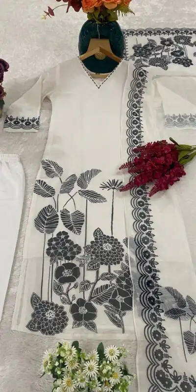 DC 101 White Georgette Salwar Suit Perfect for Wedding, Party, Traditional Day, Durga Puja, Reception – . Now at just ₹1649. Delivery 4-6 Working D | Casual Suits, Jump Suits, Creative suits, Designer Suits, Palazzo Suits, Party Wear Suits, Patiala Suits, Salwar suit, Straight Suits