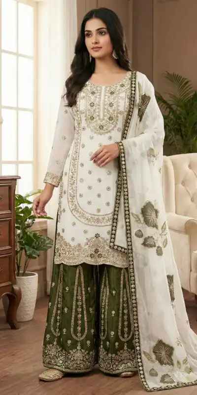 NSR 884 White Organza Silk Salwar Suit with Digital Print & Embroidery Work. Introductory Price ₹2149. Delivery 4-6 Working Days. Shop now. | Casual Suits, Jump Suits, Creative suits, Designer Suits, Palazzo Suits, Party Wear Suits, Patiala Suits, Salwar suit, Straight Suits