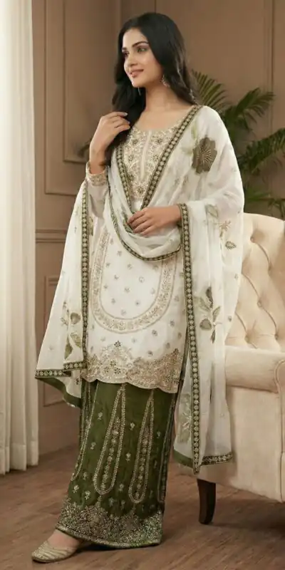 NSR 884 White Organza Silk Salwar Suit with Digital Print & Embroidery Work. Introductory Price ₹2149. Delivery 4-6 Working Days. Shop now. | Casual Suits, Jump Suits, Creative suits, Designer Suits, Palazzo Suits, Party Wear Suits, Patiala Suits, Salwar suit, Straight Suits