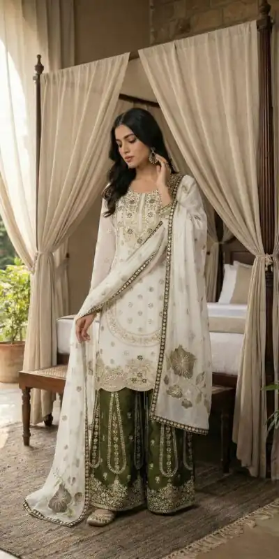 NSR 884 White Organza Silk Salwar Suit with Digital Print & Embroidery Work. Introductory Price ₹2149. Delivery 4-6 Working Days. Shop now. | Casual Suits, Jump Suits, Creative suits, Designer Suits, Palazzo Suits, Party Wear Suits, Patiala Suits, Salwar suit, Straight Suits