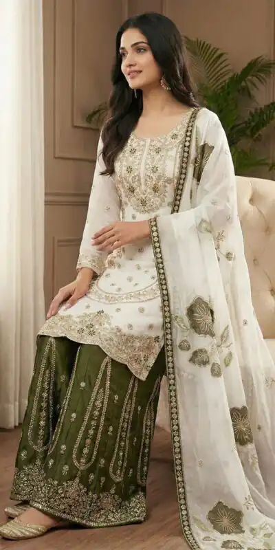 NSR 884 White Organza Silk Salwar Suit with Digital Print & Embroidery Work. Introductory Price ₹2149. Delivery 4-6 Working Days. Shop now. | Casual Suits, Jump Suits, Creative suits, Designer Suits, Palazzo Suits, Party Wear Suits, Patiala Suits, Salwar suit, Straight Suits