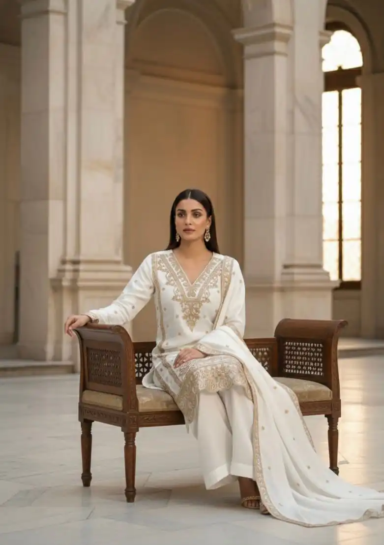 BE 444 White Color Organza Silk Salwar Suit with Embroidery Work. Special Price ₹2099. Delivery 4-6 Working Days. Shop now. | Casual Suits, Jump Suits, Creative suits, Designer Suits, Palazzo Suits, Party Wear Suits, Patiala Suits, Salwar suit, Straight Suits