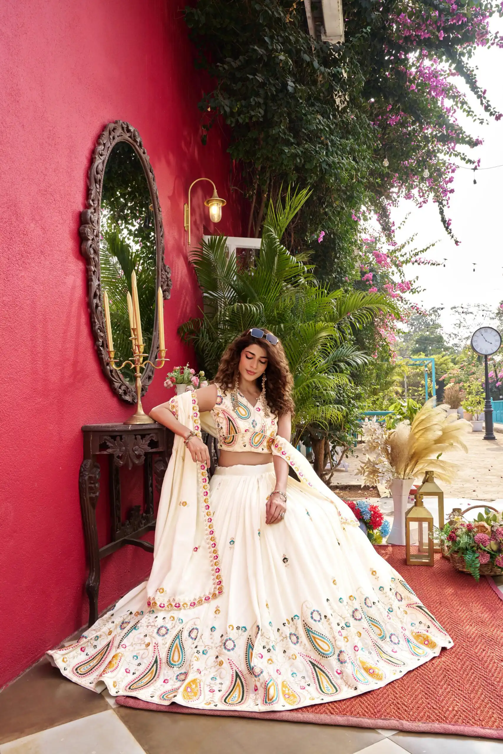 Ram 158 White Color Vichitra Lehenga Choli with Embroidery Work. Wedding, Party, Festive, Grab it for ₹3049. Delivery 4-6 Working Days. Shop now. | Bollywood Lehenga, Creative Lehenga, Designer Lehenga, Embroidered Lehenga, Lehenga, Party Wear Lehenga