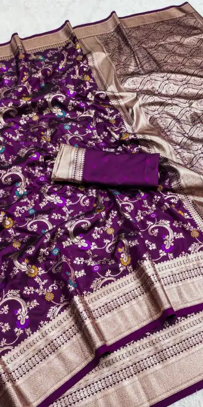 MB 548 Wine Banarasi silk Saree with Zari Work & Lace Work. Wedding, Party, Festive, Now at just ₹1949. Delivery 4-6 Working Days. Shop now. | Creative Sarees, Embroidered Sarees, Bollywood Sarees, Designer Sarees, Ethnic Saree, Modern Digital sarees, Party Wear Sarees, Sarees