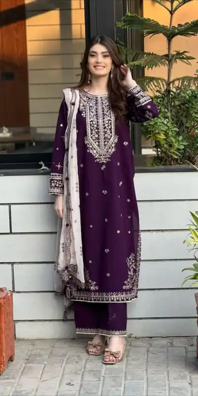 LG 2056 Wine Color Faux Georgette Salwar Suit with Embroidery Work. Get it for ₹2049. Delivery 4-6 Working Days. Shop now. | Casual Suits, Jump Suits, Tops & Bottoms, Track Suits, Trendy Wear, Creative suits, Designer Suits, Palazzo Suits, Party Wear Suits, Patiala Suits, Salwar suit, Straight Suits