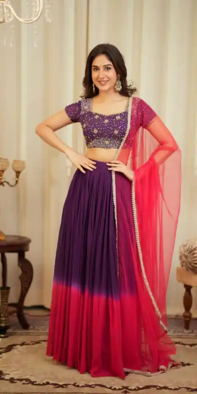 FB L372 Wine Color Faux Georgette Lehenga Choli with Designer Work. Get it for ₹2599. Delivery 4-6 Working Days. Shop now. | Bollywood Lehenga, Creative Lehenga, Designer Lehenga, Embroidered Lehenga, Lehenga, Party Wear Lehenga