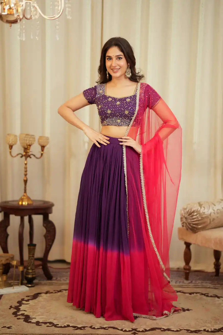 FB L372 Wine Color Faux Georgette Lehenga Choli with Designer Work. Get it for ₹2599. Delivery 4-6 Working Days. Shop now. | Bollywood Lehenga, Creative Lehenga, Designer Lehenga, Embroidered Lehenga, Lehenga, Party Wear Lehenga