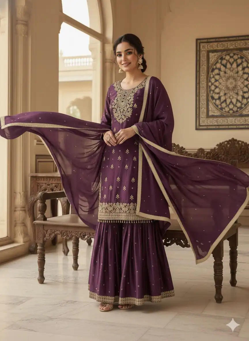 LG 2062 Wine Organza Silk Salwar Suit with Embroidery Work. Wedding, Party, Festive, Events Exclusive Offer ₹2499. Delivery 4-6 Working Days. Shop now. | Casual Suits, Jump Suits, Creative suits, Designer Suits, Palazzo Suits, Party Wear Suits, Patiala Suits, Salwar suit, Straight Suits
