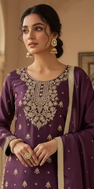 LG 2062 Wine Organza Silk Salwar Suit with Embroidery Work. Wedding, Party, Festive, Events Exclusive Offer ₹2499. Delivery 4-6 Working Days. Shop now. | Casual Suits, Jump Suits, Creative suits, Designer Suits, Palazzo Suits, Party Wear Suits, Patiala Suits, Salwar suit, Straight Suits