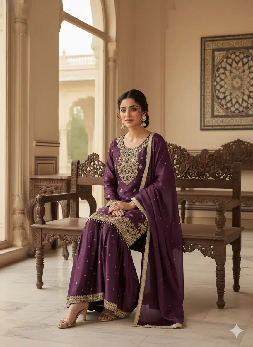 LG 2062 Wine Organza Silk Salwar Suit with Embroidery Work. Wedding, Party, Festive, Events Exclusive Offer ₹2499. Delivery 4-6 Working Days. Shop now. | Casual Suits, Jump Suits, Creative suits, Designer Suits, Palazzo Suits, Party Wear Suits, Patiala Suits, Salwar suit, Straight Suits