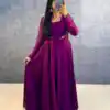 MF 888 Wine Rangoli Silk Gown with Lace Border & Lace Work. Available at ₹1649 only. Delivery 4-6 Working Days. Shop now. | Bollywood Gowns, Creative Gowns, Designer Gowns, Embroidered Gowns, Gowns, Party Wear Gowns