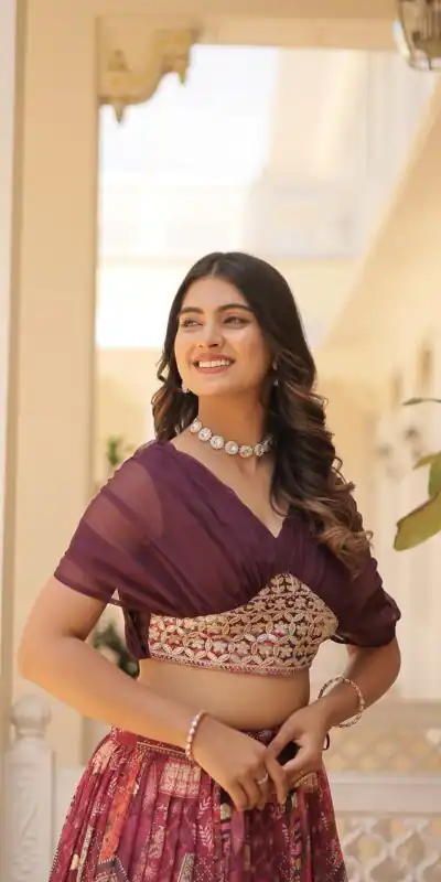 KA 5032 Wine Lehenga Choli Perfect for Wedding, Party, Temple Visit, Anniversary, Haldi – Best Price ₹3149. Delivery 4-6 Working Days. Shop now. | Bollywood Lehenga, Creative Lehenga, Designer Lehenga, Embroidered Lehenga, Lehenga, Party Wear Lehenga