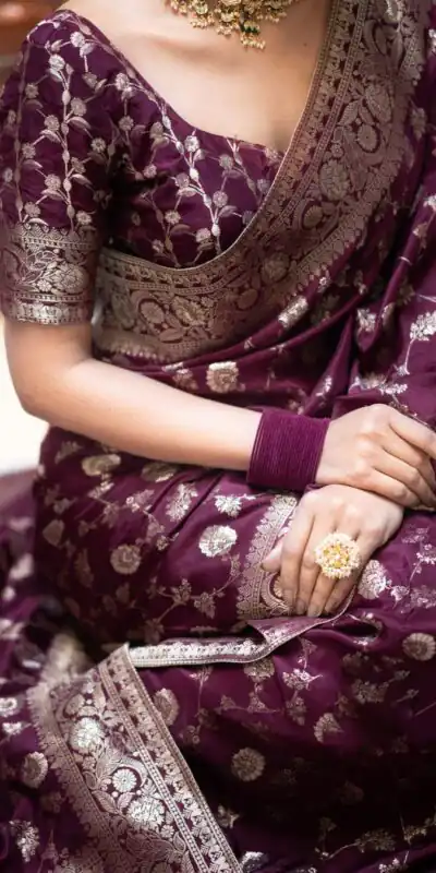 KPR 208 Wine in Color Soft Lichi Silk Designer Work Saree . Available at ₹1399 only. Delivery 4-6 Working Days. Shop now. | Creative Sarees, Bollywood Sarees, Designer Sarees, Embroidered Sarees, Ethnic Saree, Modern Digital sarees, Party Wear Sarees, Sarees