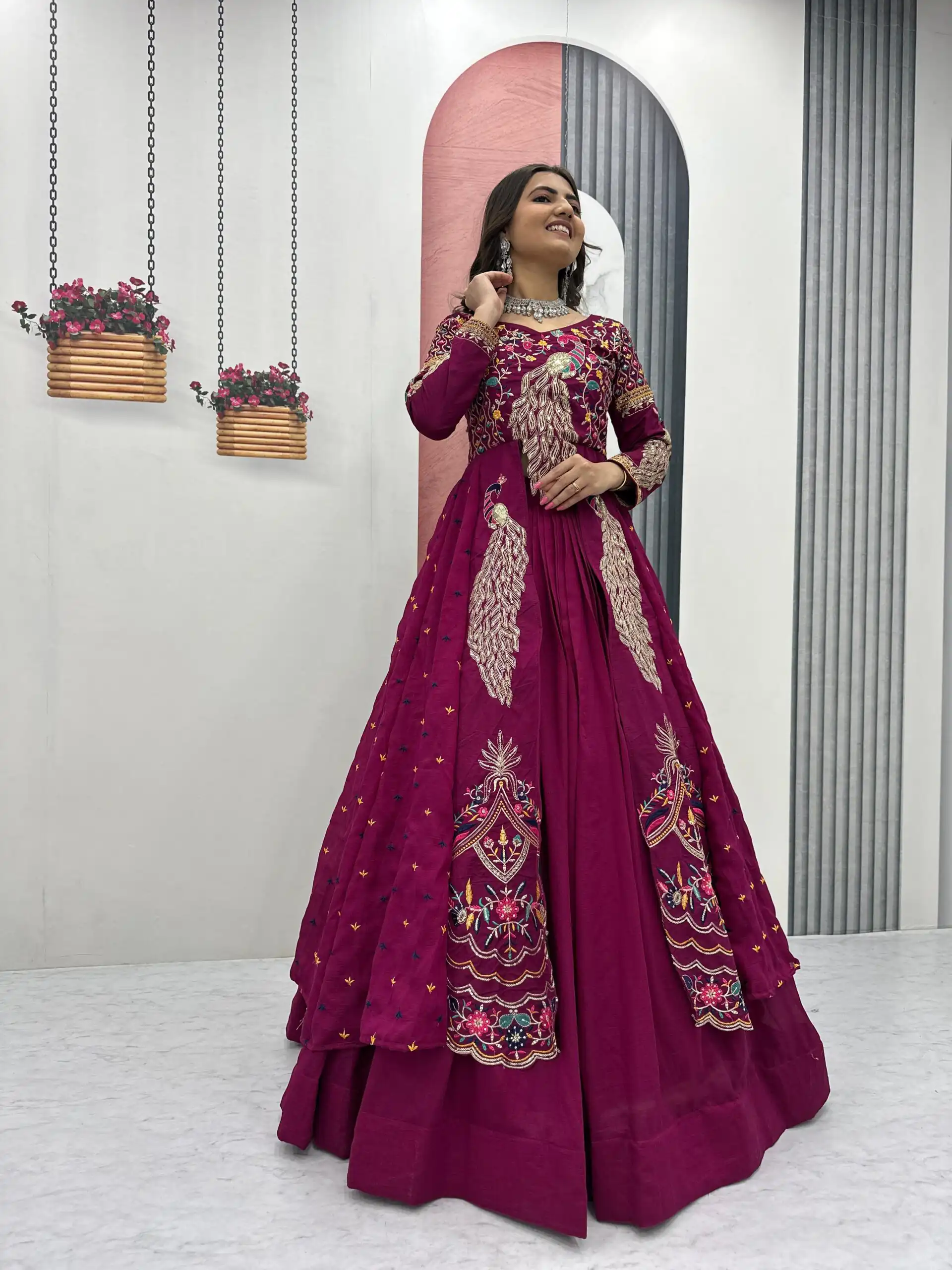 PC 528 Wine Color Vichitra Sequence Work Lehenga Choli Designer Work. Grab it for ₹2649. Delivery 4-6 Working Days. Shop now. | Bollywood Lehenga, Creative Lehenga, Designer Lehenga, Embroidered Lehenga, Lehenga, Party Wear Lehenga