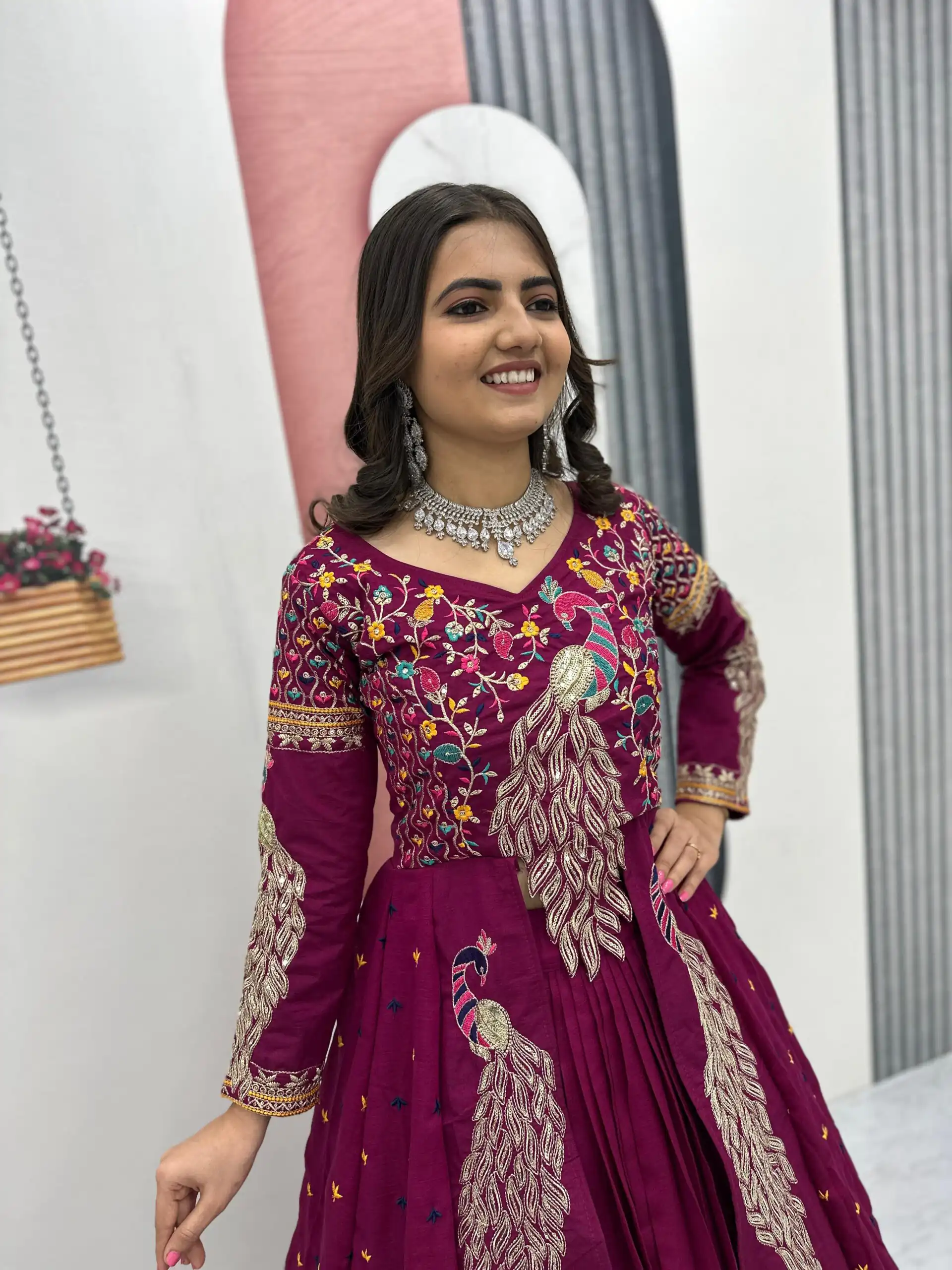 PC 528 Wine Color Vichitra Sequence Work Lehenga Choli Designer Work. Grab it for ₹2649. Delivery 4-6 Working Days. Shop now. | Bollywood Lehenga, Creative Lehenga, Designer Lehenga, Embroidered Lehenga, Lehenga, Party Wear Lehenga