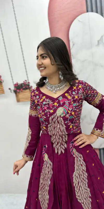 PC 528 Wine Color Vichitra Sequence Work Lehenga Choli Designer Work. Grab it for ₹2649. Delivery 4-6 Working Days. Shop now. | Bollywood Lehenga, Creative Lehenga, Designer Lehenga, Embroidered Lehenga, Lehenga, Party Wear Lehenga