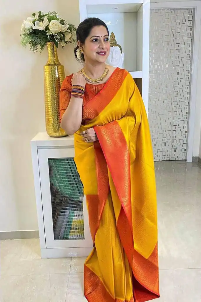 KPR 149 Yellow in Soft Lichi Silk Lace Work & Lace Border Saree. Affordable Price ₹1449. Delivery 4-6 Working Days. Shop now. | Creative Sarees, Bollywood Sarees, Designer Sarees, Embroidered Sarees, Ethnic Saree, Modern Digital sarees, Party Wear Sarees, Sarees