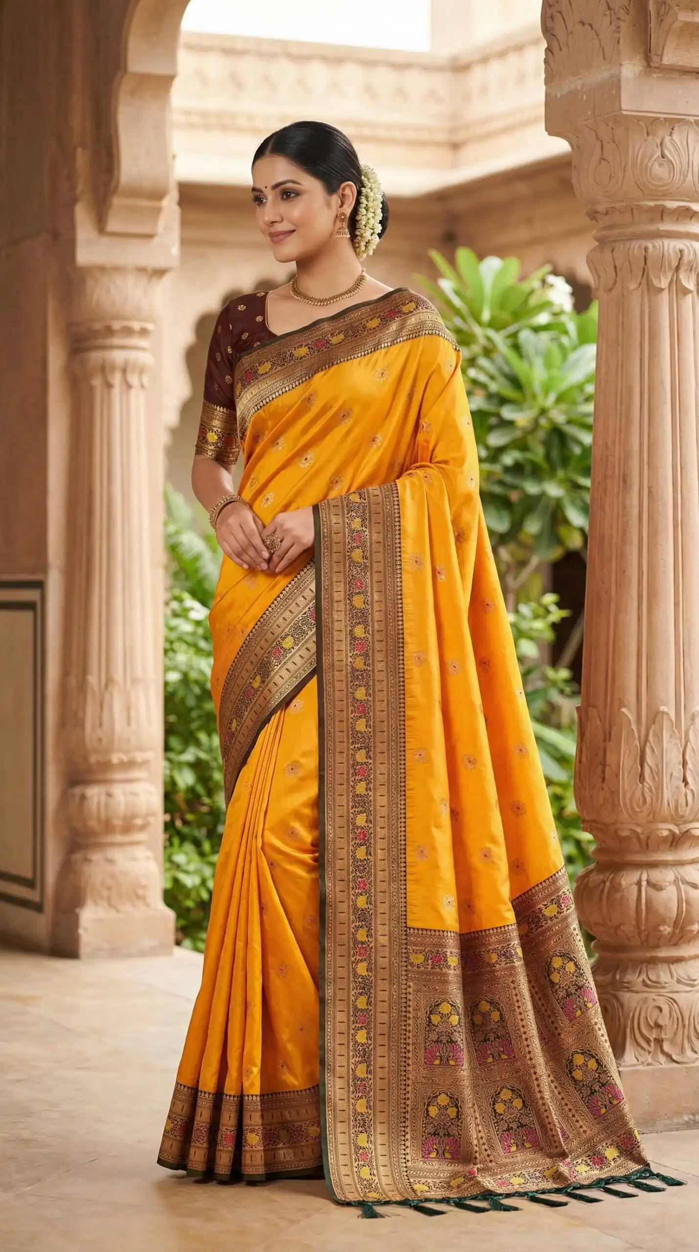 MB 18 Yellow in Color Meenakari Zari Work & Lace Work Saree work. Exclusive Offer ₹2399. Delivery 4-6 Working Days. Shop now. | Creative Sarees, Bollywood Sarees, Designer Sarees, Embroidered Sarees, Ethnic Saree, Modern Digital sarees, Party Wear Sarees, Sarees