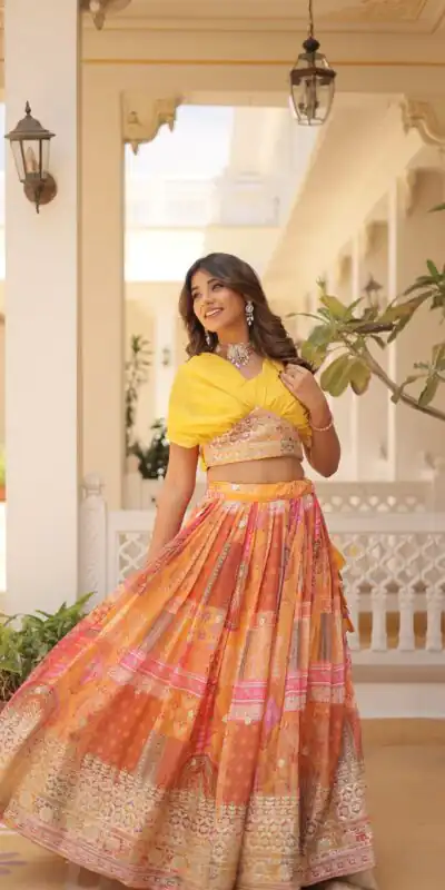 KA 5032 Yellow Lehenga Choli Perfect for Wedding, Party, Temple Visit, Anniversary, Haldi – Best Price ₹3149. Delivery 4-6 Working Days. Shop now. | Bollywood Lehenga, Creative Lehenga, Designer Lehenga, Embroidered Lehenga, Lehenga, Party Wear Lehenga