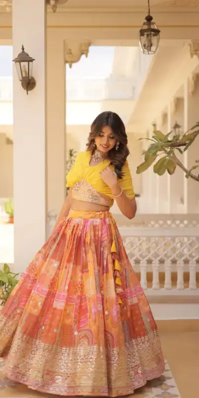 KA 5032 Yellow Lehenga Choli Perfect for Wedding, Party, Temple Visit, Anniversary, Haldi – Best Price ₹3149. Delivery 4-6 Working Days. Shop now. | Bollywood Lehenga, Creative Lehenga, Designer Lehenga, Embroidered Lehenga, Lehenga, Party Wear Lehenga