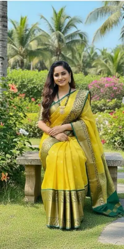 KPR 225 Yellow in Soft Lichi Silk Lace Work & Lace Border Saree . Special Price ₹1449. Delivery 4-6 Working Days. Shop now. | Creative Sarees, Bollywood Sarees, Designer Sarees, Embroidered Sarees, Ethnic Saree, Modern Digital sarees, Party Wear Sarees, Sarees